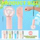 Woanger 24 Pack Mini Handheld Fan Bulk with Rope Hanging Portable Eyelash Fans Small Personal Cooling for Wedding Travel Makeup Camping Hiking Independent White Box (Beige Pink,Blue,Green), 2.36x4.92 Inches