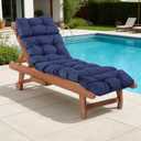 Chaise Lounge Cushions Outdoor, Waterproof & Fade Resistant Patio Lounge Chair Cushions for Outdoor Furniture, Chaise Cushion with Ties for Patio, Pool, Lawn and Beach, 75.1x22.8x4.7 Inch, Navy Blue