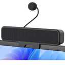 Computer Speakers with Microphone for Desktop PC, USB Monitor Speakers with Clip, Wired Laptop Sound Bar, Stereo & Bass, PC Speaker w/Mic for Meeting/Gaming/Online Learning, Easily Clamps to Monitor