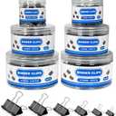 BainGesk 210 PCS Binder Clips Paper Clamps Assorted Sizes, Metal Paper Binder Clips, Black Binding Paperwork Clamp Bulk, 6 Sizes in 6 Boxes, School, Office Supplies