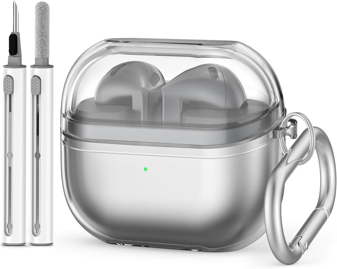 Samsung Galaxy Buds 3 Case Cover with Cleaner Kit, Soft Silicone Protective Case for Galaxy Buds 3 Pro, Accessories with Keychain (Clear)