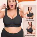 Vertvie Jelly Bras for Women Plus Size Minimizer Soft Wireless Push Up Bra Full Supportive Older Lift Back Coverage Bralette (Black) 42DDD
