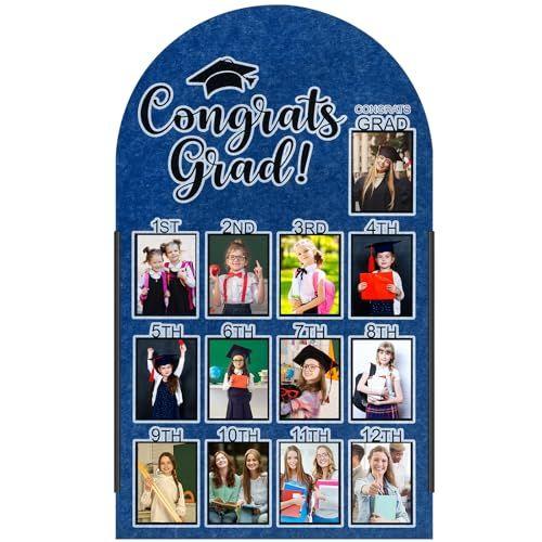 CroBlissful 27 x 16 Inch Graduation Photo Board Picture Frames Wall Decor Collage Display Blue Felt Board for 4 x 3 Inch Photo DIY Picture Holder 2026 Graduation Party Decorations