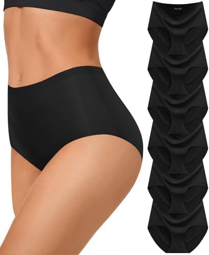 Twocall Women Underwear Seamless No Show Full Coverage Briefs Invisible High Waisted Soft Breathable Panties 6 Pack Size XL