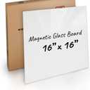 Magnetic Eraser Black Board 16" X 16" Inches Eased Corners - White Low Iron Glass