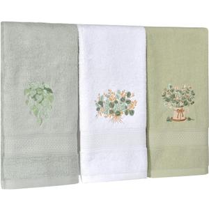 LVDXVG Hand Towels for Bathroom Kitchen 13.3x29.5 Inch Decorative Towels 3 Pcs (Green Hand Towels)