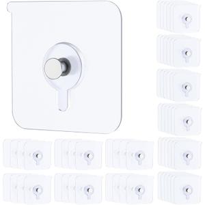 Uniclife 60 Pcs Self Adhesive Picture Hooks 33 Max lbs Load No Drill Screw Stickers Heavy Duty Picture Hangers Without Nails Wall Hooks for Hanging Waterproof Hangers Sticky Hook for Bathroom Kitchen