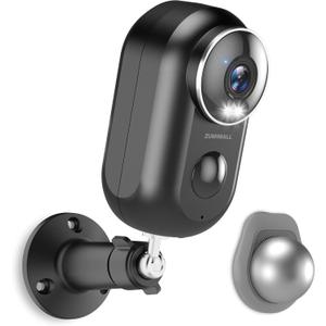 ZUMIMALL Security Cameras Wireless Outdoor,2K Cameras for Home Security, Outdoor/Indoor Camera Battery Powered, 2.4G WiFi, Magnetic Mount,3MP Color Night Vision/Siren/PIR/AI/Cloud/Alexa (Black-Single Camera)