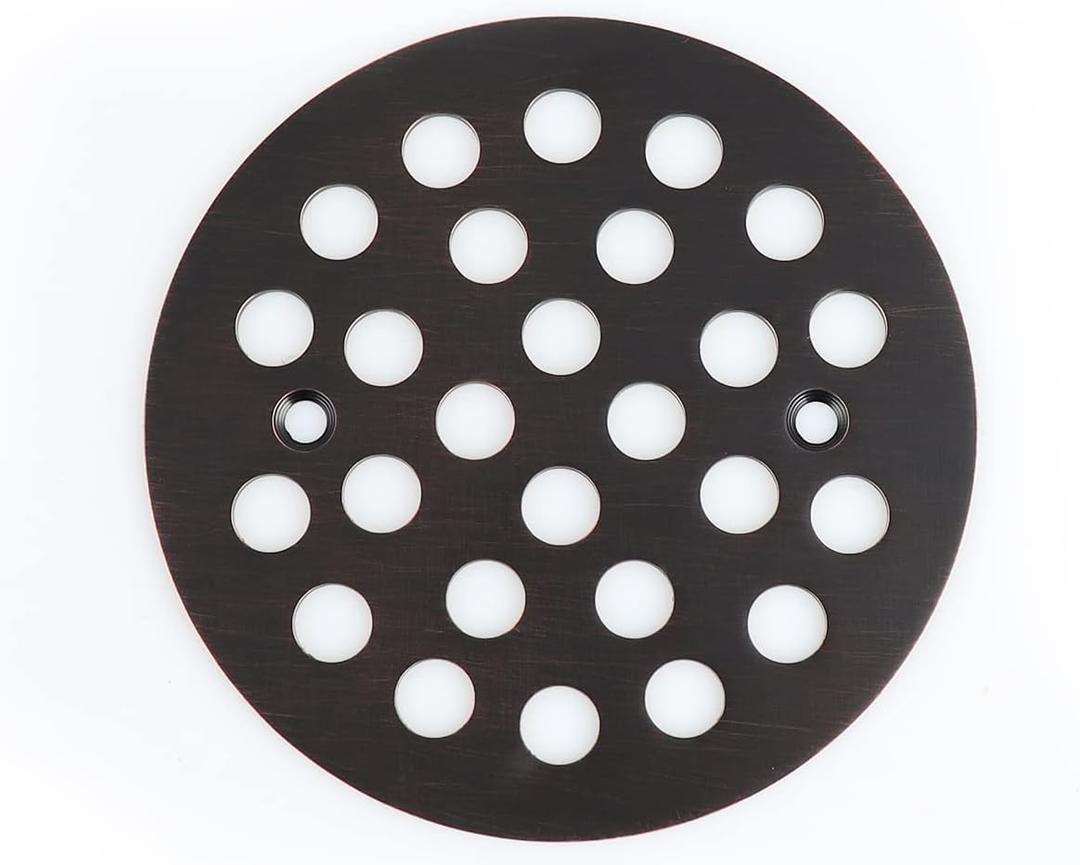 4-1/4 Inch Screw-in Round Floor Drain Cover Replacement Shower Drainer Grates (Oil Rubbed Bronze)
