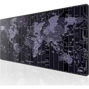 KTRIO Large Gaming Mouse Pad Desk Mat, Superior Micro-Weave Cloth, Non-Slip Rubber Base, Stitched Edges, Water-Resistant, for Gamer, Office & Home, 31.5 x 15.7 Inch, World Map
