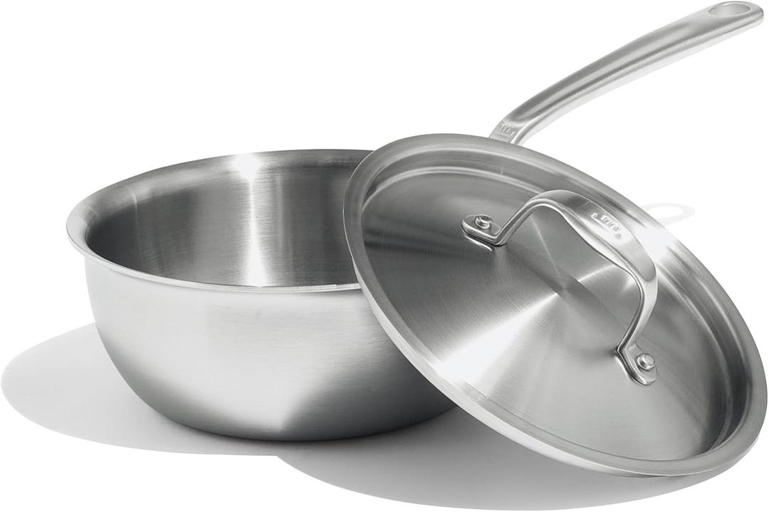 Made In Cookware - 2 Quart Stainless Steel Saucier Pan - 5 Ply Stainless Clad - Professional Cookware - Crafted in Italy - Induction Compatible