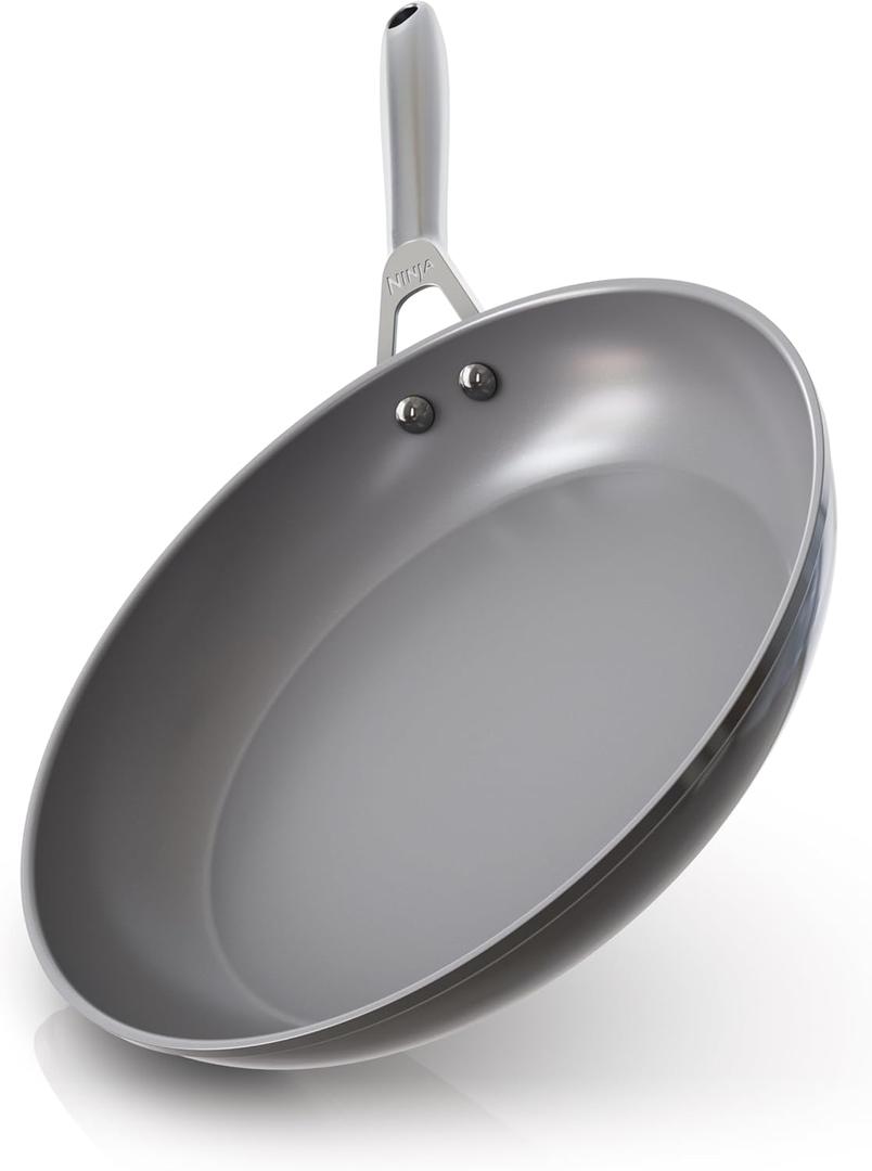 Ninja Ceramic Pro 12" Fry Pan, Non-Stick Pan, Nontoxic, PTFE Free, Ceramic Coated, Stainless Steel Handle, Stove and Oven Safe to 550°F, All Stovetops & Induction Compatible, Black, CW30030BK