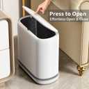 Bathroom Trash Can with Lid, 3 Gallon Small Slim Garbage Bin with Auto-Adsorption & 75 Bags (5 Rolls), Mini Waste Basket Dog Proof for Bathroom, Kitchen, Office, Bedroom, Laundry, Toilet, Rv, White