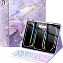 Soke Keyboard Case for iPad Pro 13 Inch (M4 2024), Magnetic Detachable Wireless Keyboard & 7 Colors Backlight Keys, Folio Stand TPU Back Cover with Pencil Holder for iPad Pro 13", Lilac Marble