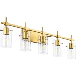 SOLFART Gold Vanity Light Fixtures Bathroom Lighting Over Mirror Wall Lights 5 Lights Bathroom Light