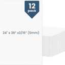 12 Pack White Foam Board 24 x 36 Inches, 3/16 Inch (5mm) Thick Poster Board