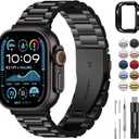 Fullmosa Metal Band Compatible with Apple Watch Bands Ultra3 2 1 49mm, Stainless Steel Strap iWatch Band with Case for Apple Watch, Black