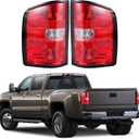 Tail Lights Assembly Compatible with 2007-2013 Chevy Silverado 1500 2500HD 3500HD Rear Brake Taillight Replacement Set Left Driver & Right Passenger Side, with Bulbs & Harness