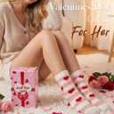 HONGTEYA Valentines Day GIfts Fuzzy Socks for Women Girls Cozy Soft Warm Winter Fluffy Slipper Socks Galentines Day Gifts (One Size, Red)