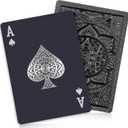 Playing Cards, Plastic Playing Cards, Deck of Cards, Waterproof Poker Cards, Black Standard Playing Card for Adults, Cool Premium Poker Card Set for Gift Camping Beach Pool Party Table Games (1 Pack)