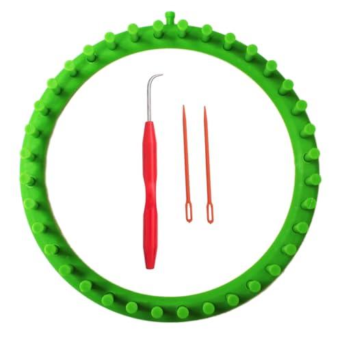 S & E TEACHER'S EDITION Round Knitting Loom Set, Round Looms for Knitting Hat Scarves Socks, 9.5 Inch Diameter, 36 Pegs, Green.