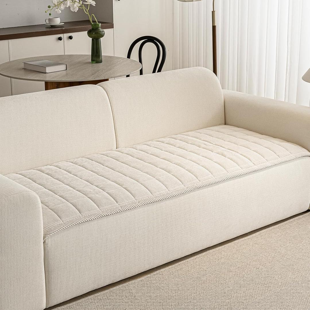 Couch Covers for Dogs Washable, 27.6"x70.9" Non Slip Couch Covers for Loveseat Sofa Pet Friendly, Soft Fuzzy Sofa Covers for Pet, Dog Couch Cover Furniture Protector(1PC,Beige White)