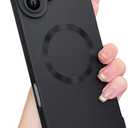 SAKUULO Magnetic for iPhone 16 Plus Case, Compatible with Magsafe, Full Camera Protection Silicone Shockproof Protective Slim Phone Cover for Women Girls for iPhone 16 Plus 6.7inch, Black