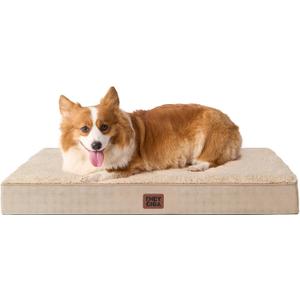 EHEYCIGA Orthopedic Dog Beds for Large Dogs with Removable Washable Cover for Crate, Khaki, 35x23