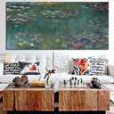 Large Canvas Wall Art Water Lilies by Claude Monet Famous Painting - Classic Canvas Art Wall Decor Nature Picture Print with Framed for Home Office Wall Decor, Size 28x59