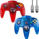 ZeroStory Classic N64 Controller, Wired N64 Controller Upgraded Joystick for N64 Video Game Console (Transparent Red and Transparent Blue)