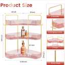 Corner Bathroom Counter Organizer 3-Tier Bathroom Organizer Countertop with Hooks Perfume Organizers Storage Shelf for Makeup & Skincare Dresser-Pink