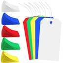 500 Plastic Shipping Tags with Wire - Waterproof Heavy Duty Labels with String Wires - Colorful, 4 3/4 x 2 3/8