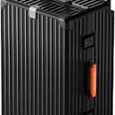 ROPLUS Aluminium Frame Checked- In Luggage with Smooth Jelly Wheels, Hardside Zipperless Rolling Suitcase with TSA Lock (BlackOrange, 28-Inch)