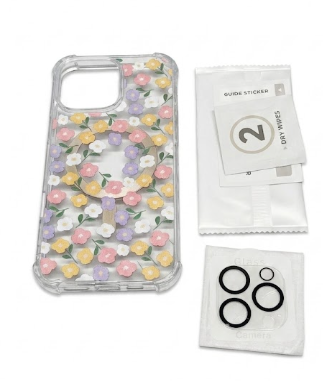 GVIEWIN for iPhone 13 Pro Case Floral, with Screen Protector&Camera Lens Protector,[Non Yellowing] Soft Shockproof Clear Phone Protective Cover for Women, Flower Pattern Design 6.1"(Floral/Colorful)