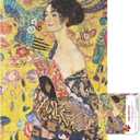 Lady with Fan 500 Piece Puzzles for Adults by Artist Gustav Klimt, Famous Painting 500 Piece Puzzle, Challenging Puzzle Perfect for Game Nights(27 x 20)