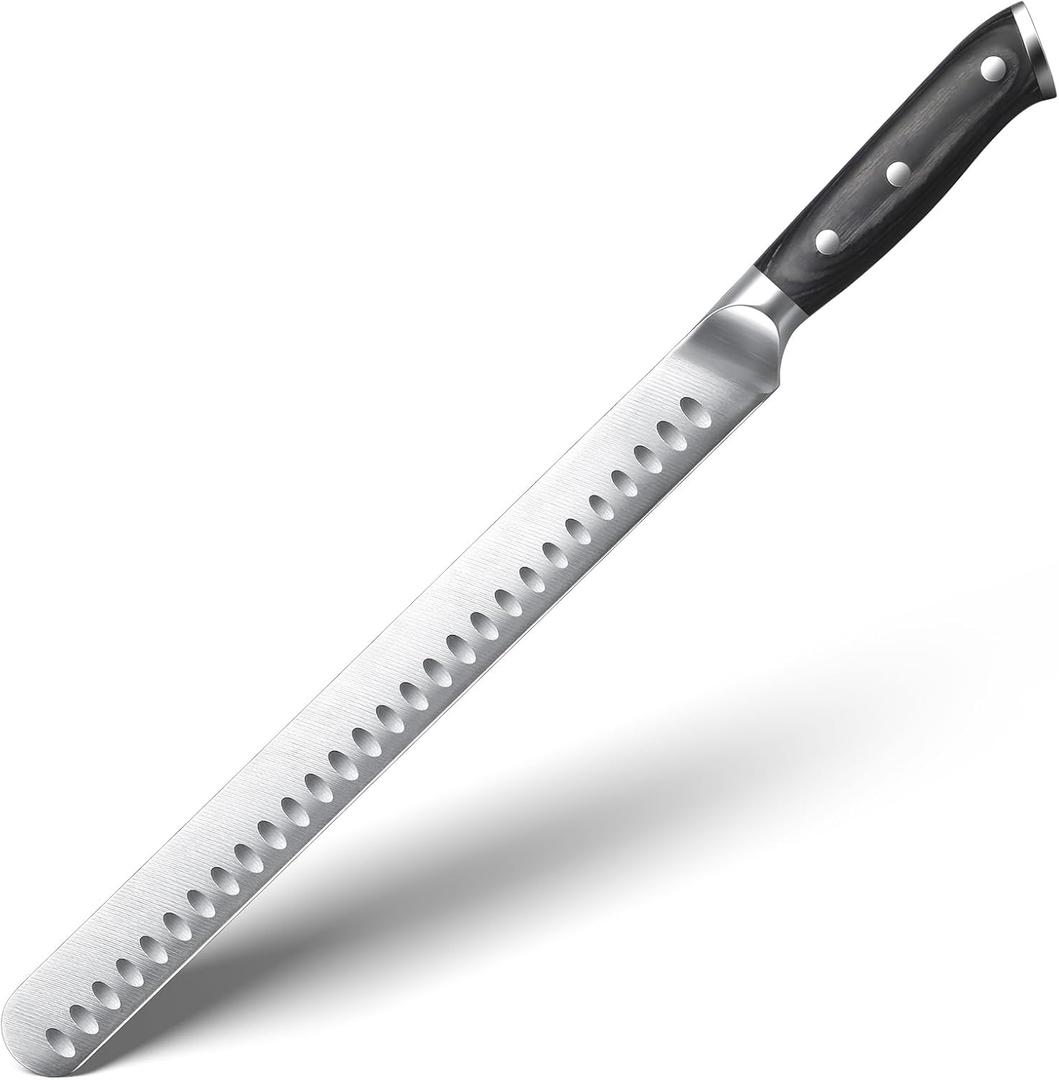 YFWOOD Slicing Carving Knife, 12 inch Brisket Knife for Meat Cutting, BBQ, Turkey  Razor Sharp High Carbon Stainless Steel Slicing Knives, Full Tang, Ergonomic Handle, Professional Chef's Knives