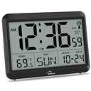 WallarGe Atomic Digital Wall Clock Battery Operated, Self-Setting, Large Display with Temperature, Date, Day of The Week, Silent Wall Mount Digital Clock, 4 Time Zones, DST