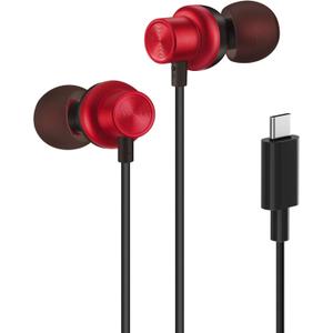 PALOVUE USB Type C Headphones Magnetic in Ear Earphones Earbuds with Mic and Volume Control Compatible with Google Pixel Samsung Oneplus Huawei Sony MacBook Red