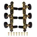 Alice Guitar Tuners Machine Heads 3+3 Set Tuning Keys String Pegs for Classical Guitar (Short Black, Black Button)