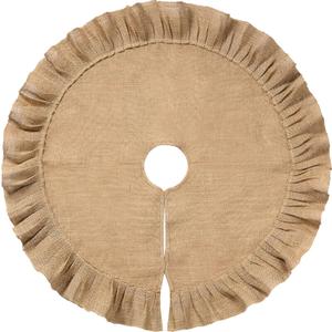 Tatuo 31 Inch Christmas Tree Skirt Decorations Linen Burlap Tree Skirt Round Xmas Cover for Christmas Party Mat Fall Indoor Clearance Outdoor Holiday Family Winter Home Decorations (Linen Color)