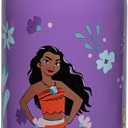 Zak Designs Disney Princess Sage Kids Water Bottle For School or Travel, 19oz Stainless Steel Water Bottle With Straw, Handle, and Leak-Proof, Pop-Up Spout Cover (Ariel, Moana, Rapunzel, Tiana)