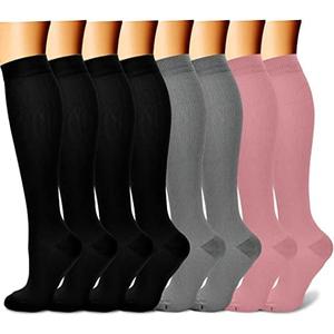 CHARMKING Compression Socks for Women & Men Circulation (7Pairs) 15-20 mmHg is Best Support for Athletic Running,Cycling S/M