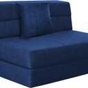 Folding Sofa Bed Couch Memory Foam with Pillow Sleeper Chair Lazy Couch Twin Size Futon Convertible Guest Beds,Washable Cover,Dark Blue