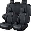 Car Seat Covers Full Set, Leather Seat Covers for Cars, 5 Pcak Breathable Seat Cover, Suitable for SUV/Truck/Sedan/Automotive (Black)