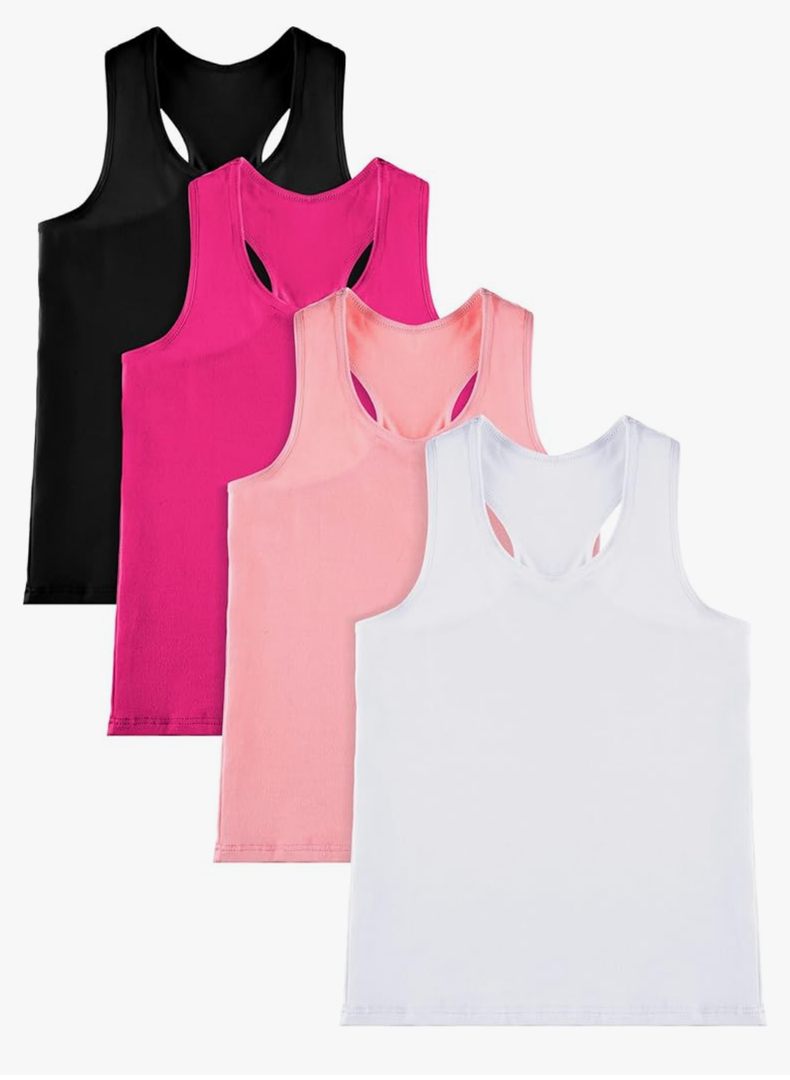Pieces Girls Dance Tank Tops Racerback Crop Tops Sleeveless Dance Clothes for Girls Gymnastics, 9-10 years