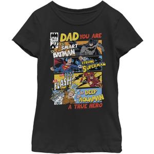 WARNER BROS Justice League Dad Girls Short Sleeve Tee Shirt (Large, Black)