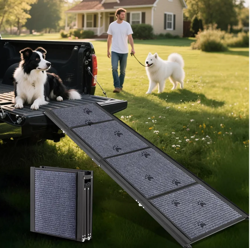 Dog Car Ramp for Large Dogs, Foldable Dog Steps Aluminum Dog Ramps, Dog Stairs with Nonslip Surface for High Beds, Trucks, Cars and SUV, Supports up to 240 lbs (67'' L x 17'' W) Dog Car Ramp for Large Dogs, Foldable Dog Steps Aluminum Dog Ramps, Dog Stairs with Nonslip Surface for High Beds, Trucks, Cars and SUV, Supports up to 240 lbs (67'' L x 17'' W)