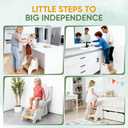Toddler & Kids Step Stool, Adjustable Bamboo Wooden Step Stool with White Side Panels for Kitchen, Bathroom Sink & Toilet, Non-Slip 2 Step Stool, Sturdy Compact Design, 220 lbs Capacity
