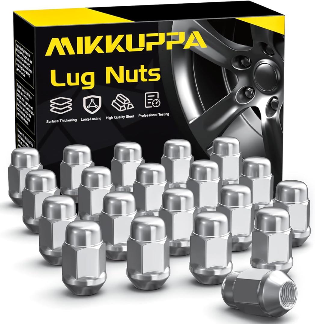 MIKKUPPA 20PCS M12x1.5 Lug Nuts, Replacement for Ford Fusion Focus Escape, Chevy Malibu Cruze Equinox, Honda Accord CRV Civic HRV, Jeep Compass Patriot Aftermarket Wheel Chrome Closed End Tire Nut