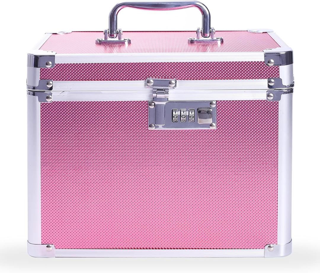 Medication Combination Lock Boxes with Code for Personal Items, Medicine Lockbox for Documents 10 x 7.25 x 7.75 Inches Rose (Standard)